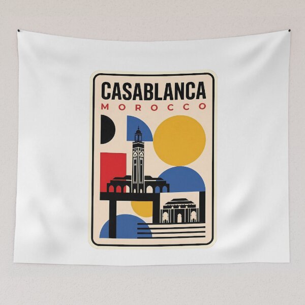 Item preview, Retro Geometric Casablanca Morocco Hassan II Mosque designed and sold by k3rstman1.