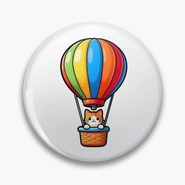 Item preview, A hot air balloon with a cat looking out the basket designed and sold by Beleza e Estilo.