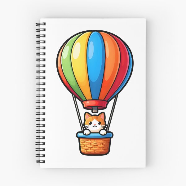 Artikelvorschau, Ein Heißluftballon, aus dessen Korb eine Katze schaut. entworfen und verkauft von Beleza e Estilo.