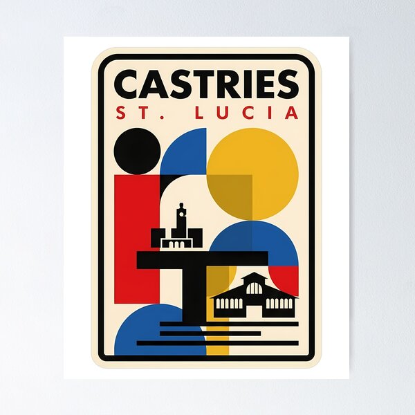 Item preview, Modernist Geometric Castries St Lucia Travel Scene designed and sold by k3rstman1.