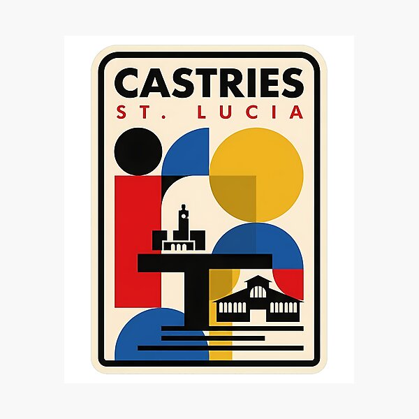 Item preview, Modernist Geometric Castries St Lucia Travel Scene designed and sold by k3rstman1.