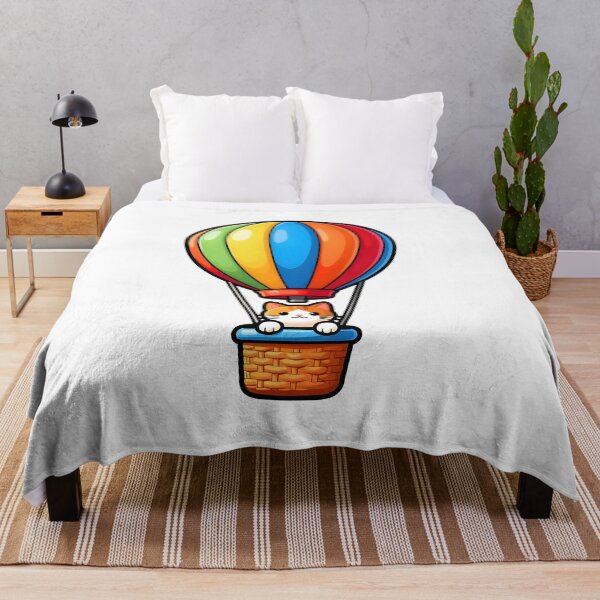 Item preview, A hot air balloon with a cat looking out the basket designed and sold by Beleza e Estilo.