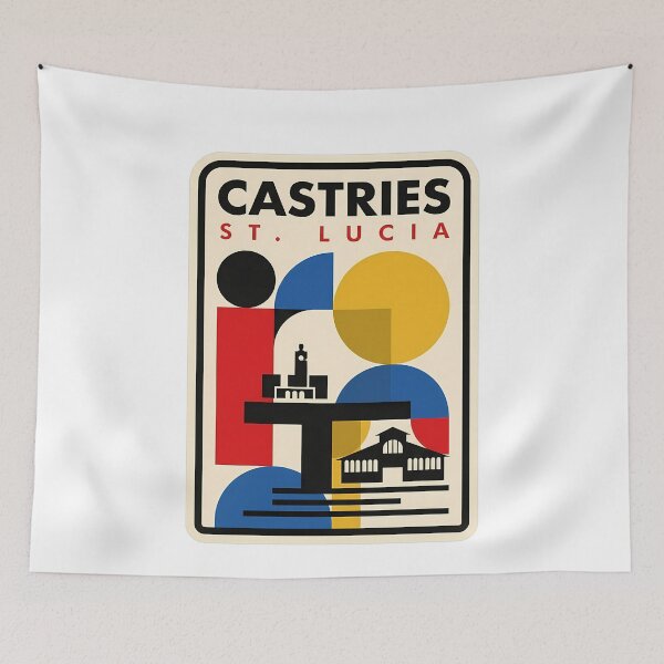 Item preview, Modernist Geometric Castries St Lucia Travel Scene designed and sold by k3rstman1.