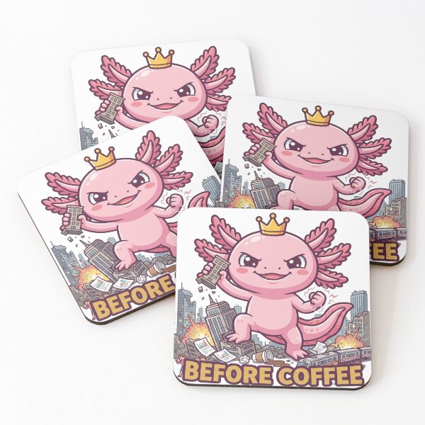 Item preview, Before Coffee Funny Giant Axolotl Monster Meme designed and sold by kndcreative.