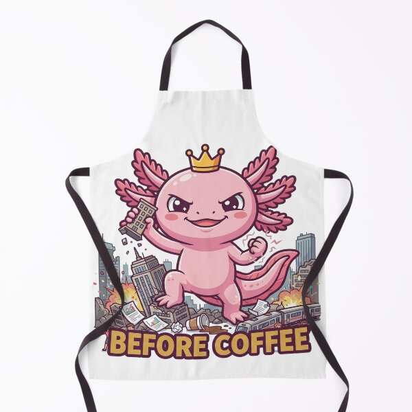 Item preview, Before Coffee Funny Giant Axolotl Monster Meme designed and sold by kndcreative.