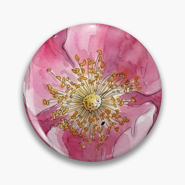 Item preview, Pink Rugosa Rose | Pen and Watercolor Botanical Art designed and sold by Debbie Schulte.