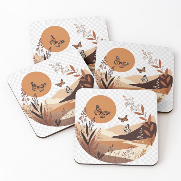 Item preview, Boho Butterfly Desert Landscape | Warm Sunset Nature Illustration designed and sold by GalleryPeak.