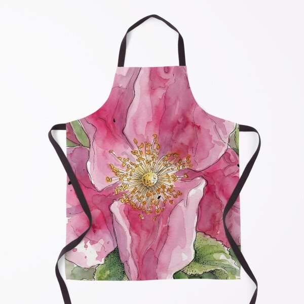 Item preview, Pink Rugosa Rose | Pen and Watercolor Botanical Art designed and sold by Debbie Schulte.