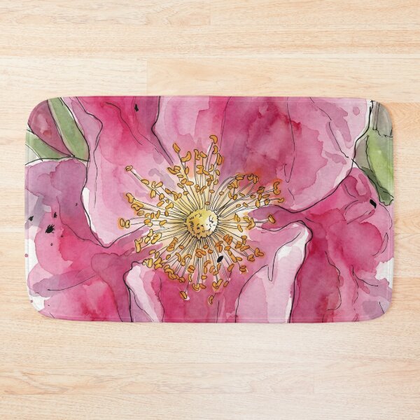 Item preview, Pink Rugosa Rose | Pen and Watercolor Botanical Art designed and sold by Debbie Schulte.