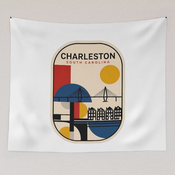 Item preview, Retro Charleston South Carolina Ravenel Bridge Rainbow Row designed and sold by k3rstman1.