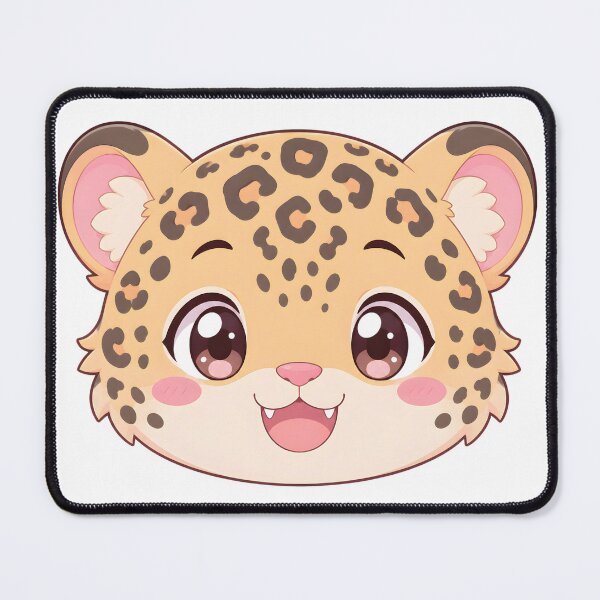 Item preview, Cute Kawaii Leopard Cub Head – Pastel Anime Big Cat designed and sold by nocturnastore.