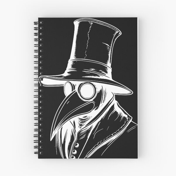 Item preview, Gothic Plague Doctor Tall Top Hat Woodcut White Ink T-Shirt designed and sold by DarkOriginArts.