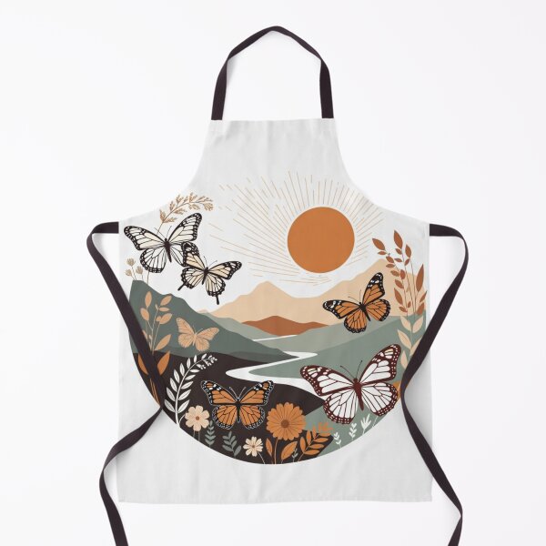 Item preview, Boho Butterfly Valley Illustration | Retro Nature Landscape with Monarch Butterflies designed and sold by GalleryPeak.