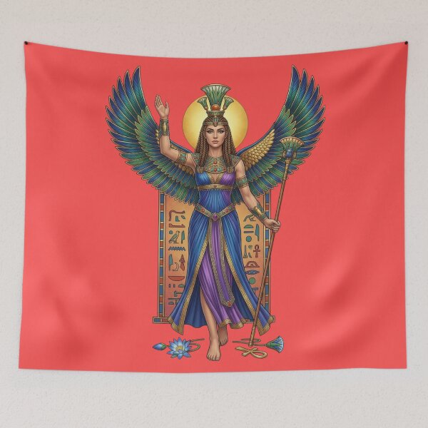Item preview, Goddess Isis with Sacred Wings | Ancient Egyptian Mythology Art designed and sold by Queen Cleopatra.