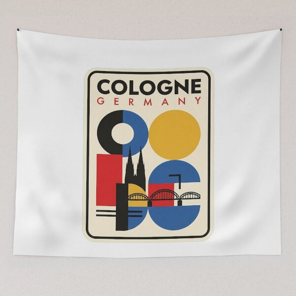 Item preview, Cologne Germany Retro Geometric Travel Poster Skyline designed and sold by k3rstman1.