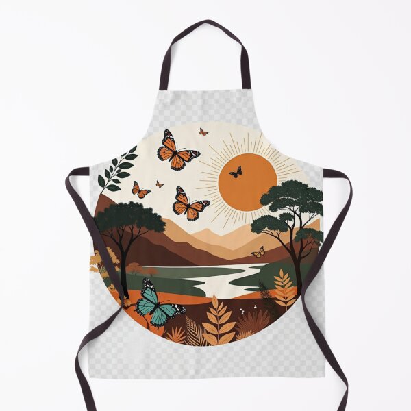 Item preview, Boho Butterfly Lake Landscape | Retro Nature Scene with Monarch Butterflies designed and sold by GalleryPeak.