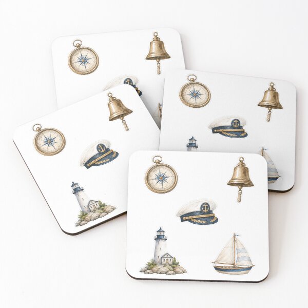 Item preview, Vintage Nautical Watercolor Sticker Set designed and sold by Ewa Miller.