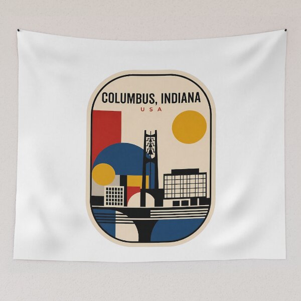 Item preview, Retro Columbus Indiana Mid Century Modern Cityscape designed and sold by k3rstman1.