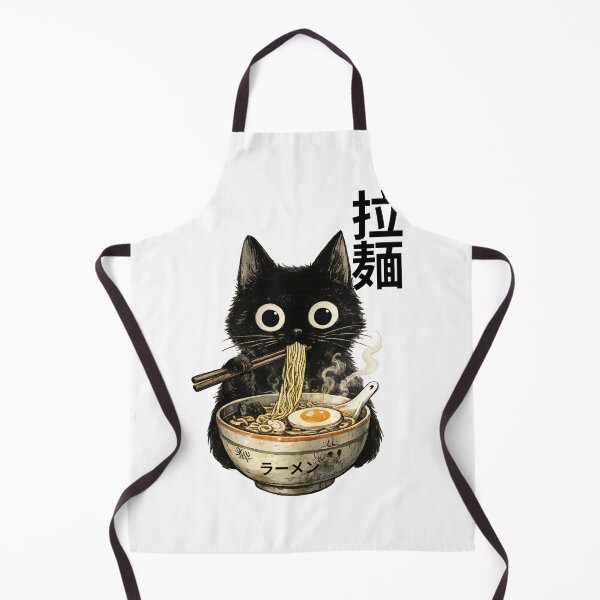 Item preview, Cute Black Cat Eating Ramen | Kawaii Japanese Ramen Cat Anime T-Shirt designed and sold by Thehatinthecat.