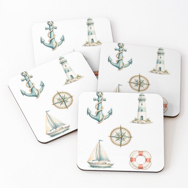Item preview, Vintage Nautical Watercolor Sticker Set designed and sold by Ewa Miller.