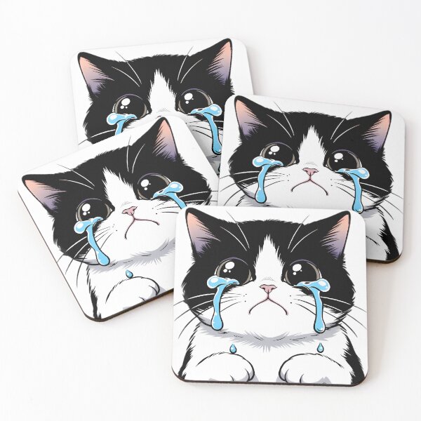Item preview, Crying black and white cartoon cat designed and sold by By:MarcinK.