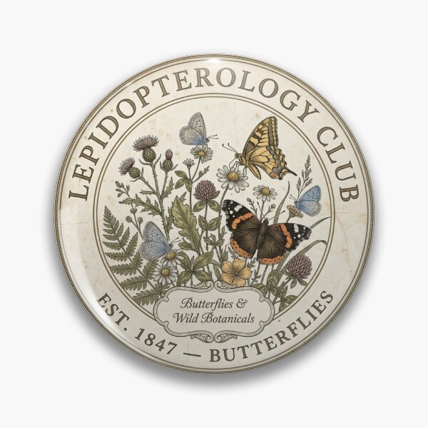 Item preview, Lepidopterology Club Vintage Badge Butterflies Art designed and sold by CalmCapy Co.