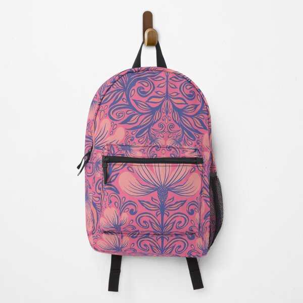 Item preview, Vibrant Pink Symmetrical Art Nouveau Floral Pattern designed and sold by AneissPiaf.