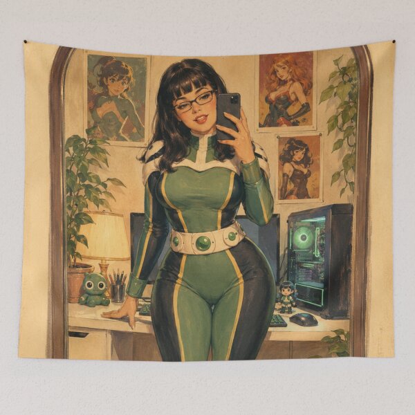 Item preview, Retro Amphibian Heroine Pinup – Vintage Superhero Glamour Art designed and sold by Cosplayvintage.