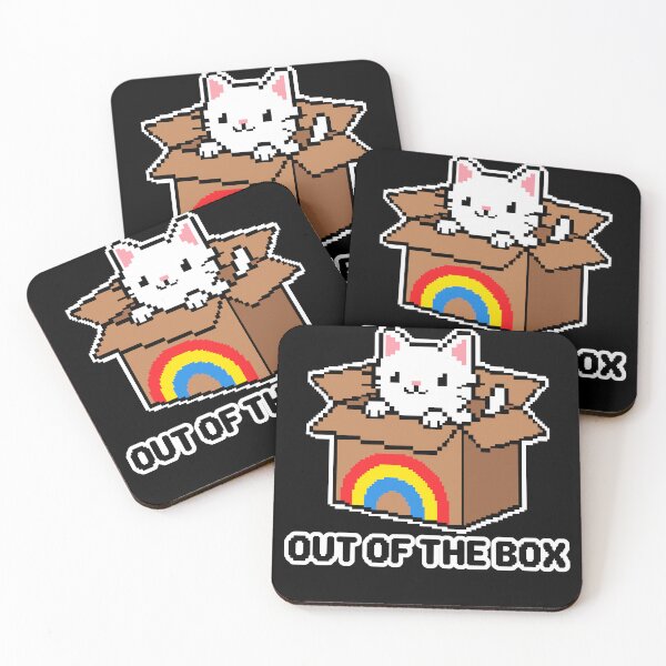 Item preview, Cute Pixel Art White Cat in a Rainbow Box designed and sold by artistastshirt.