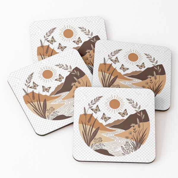 Item preview, Boho Butterfly River Landscape | Minimal Desert Sunset Nature Illustration designed and sold by GalleryPeak.