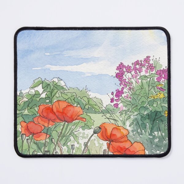 Item preview, Summer Poppies in the Wildflower Garden | Pen and Watercolor Art designed and sold by Debbie Schulte.
