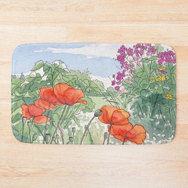 Item preview, Summer Poppies in the Wildflower Garden | Pen and Watercolor Art designed and sold by Debbie Schulte.