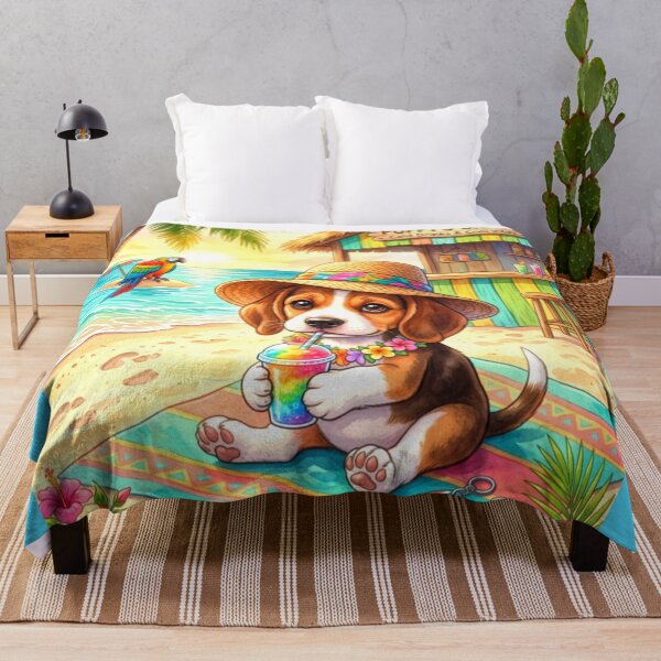 Item preview, Summer Beach Puppy Shack Tropical Vibes Illustration designed and sold by ExploreAura Studio.