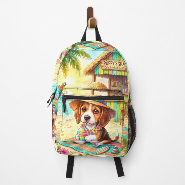 Item preview, Summer Beach Puppy Shack Tropical Vibes Illustration designed and sold by ExploreAura Studio.