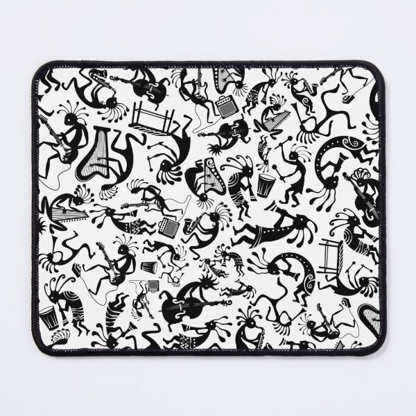 Item preview, Kokopelli Patchwork Musicians Black and White – Pre-Columbian Tribal Orchestra Vector Pattern designed and sold by Keltoi-art.