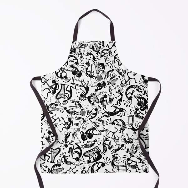 Item preview, Kokopelli Patchwork Musicians Black and White – Pre-Columbian Tribal Orchestra Vector Pattern designed and sold by Keltoi-art.