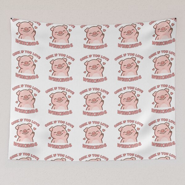 Item preview, Kawaii Happy Pink Pig - Oink If You Love Weekends designed and sold by madebyjulia7.