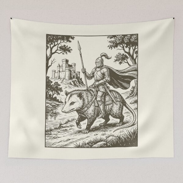 Item preview, Medieval Knight Possum Rider Vintage Mythical Warrior   designed and sold by Y-Vibes.
