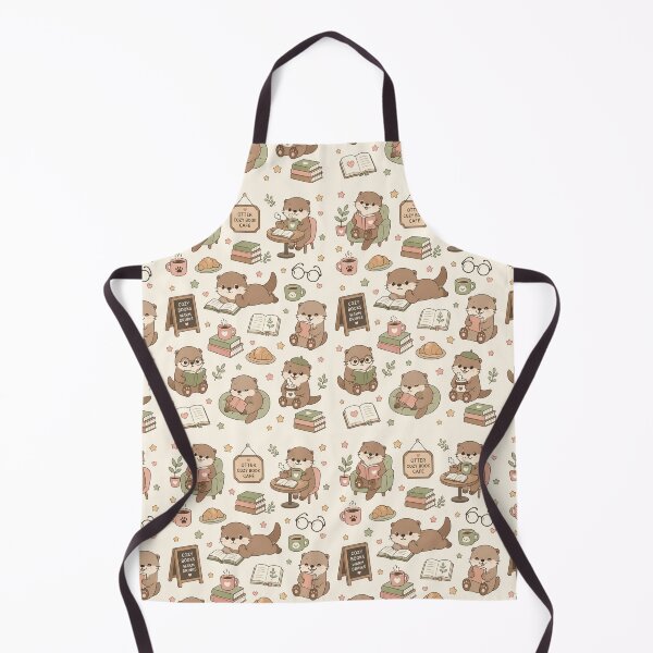 Item preview, Otter Cozy Book Cafe Kawaii Pattern designed and sold by Soft Berry Studio.