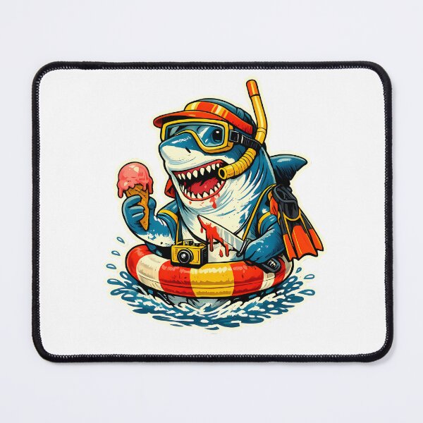 Item preview, Cartoon shark wearing snorkeling gear holding ice cream designed and sold by By:MarcinK.