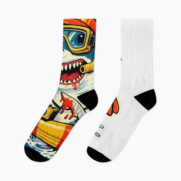 Item preview, Cartoon shark wearing snorkeling gear holding ice cream designed and sold by By:MarcinK.