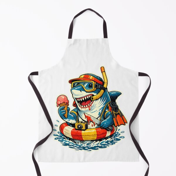 Item preview, Cartoon shark wearing snorkeling gear holding ice cream designed and sold by Linework Studio.