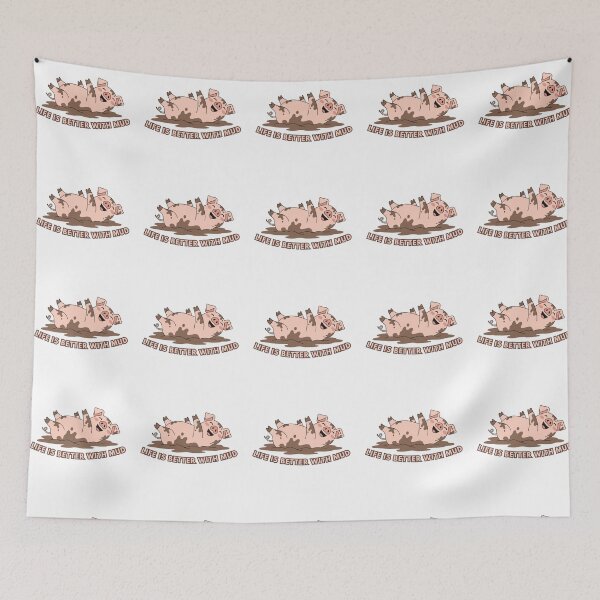 Item preview, Kawaii Happy Pink Pig - Life Is Better With Mud designed and sold by madebyjulia7.