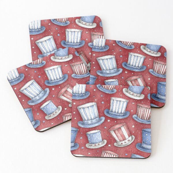 Item preview, Uncle Sam Hat Patriotic Pattern on Textured Red Background designed and sold by Boddicca.
