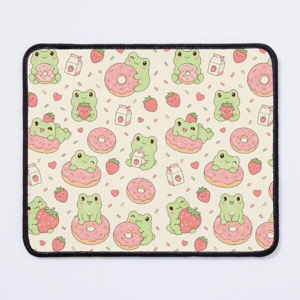 Item preview, Frog Strawberry Donut Kawaii Pattern designed and sold by Soft Berry Studio.