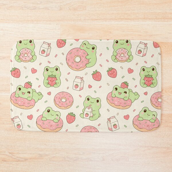 Item preview, Frog Strawberry Donut Kawaii Pattern designed and sold by Soft Berry Studio.