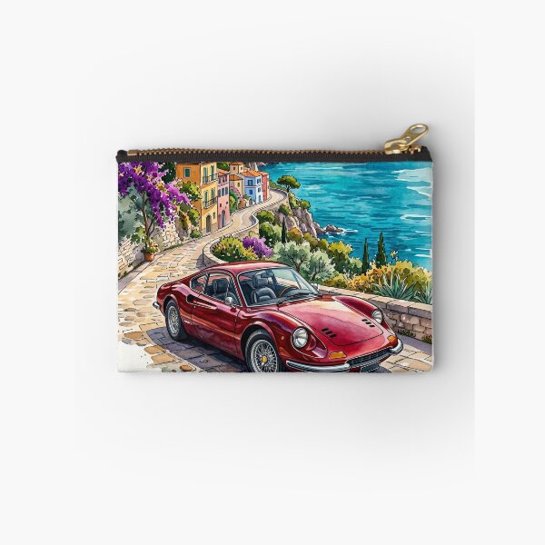 Item preview, Classic Italian V6 Mid Engine Coastal Road Watercolor Art designed and sold by RevUpDesign.
