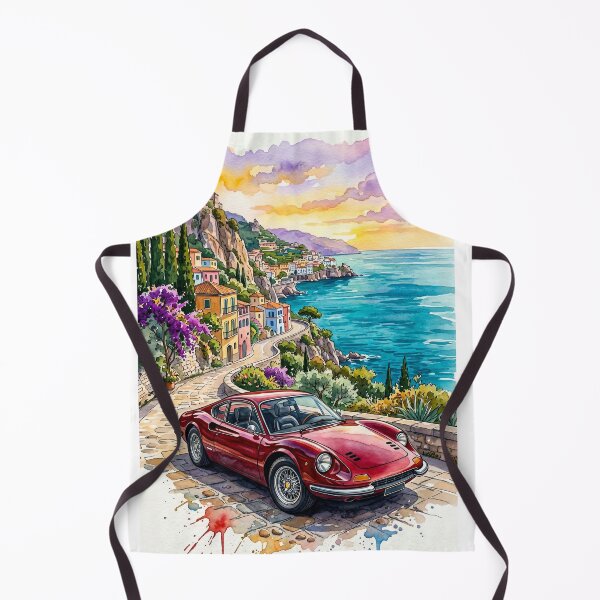 Item preview, Classic Italian V6 Mid Engine Coastal Road Watercolor Art designed and sold by RevUpDesign.