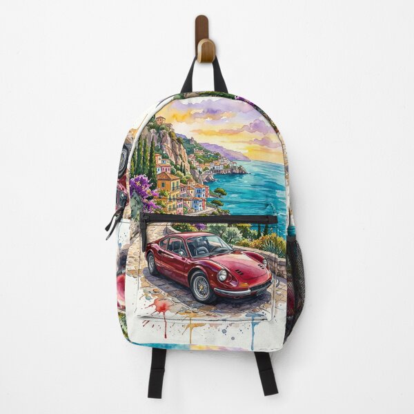 Item preview, Classic Italian V6 Mid Engine Coastal Road Watercolor Art designed and sold by RevUpDesign.