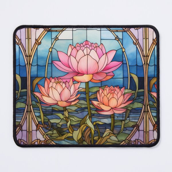 Item preview, Pink Lotus Blossom Stained Glass Window Panel Art Nouveau designed and sold by pinkal.